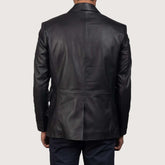 Polyester Lining Black Leather Blazer